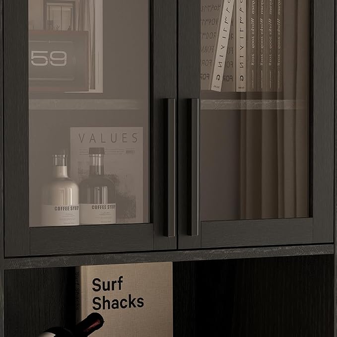 TUSY 70.9“ H Bookcase with Doors, 6-Tier Bookshelf with Open Shelf, Display - Image 5