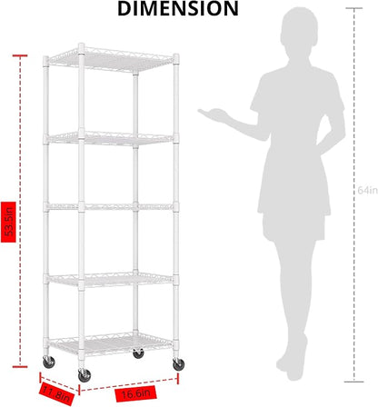 REGILLER 5-Wire Shelving Metal Storage Rack Adjustable Shelves, Standing - Image 3