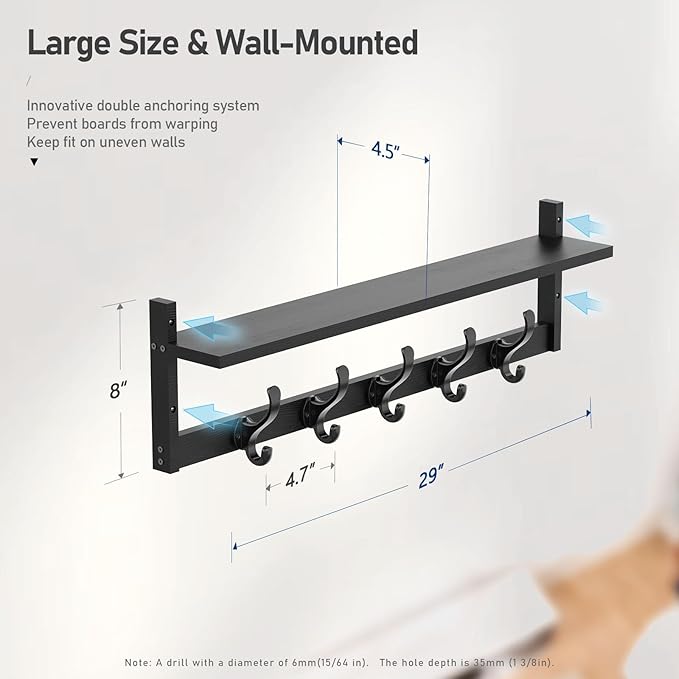 Tatub 29'' Coat Rack Wall Mount - Image 7
