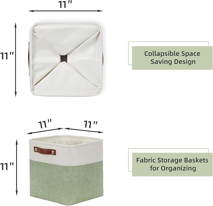 HNZIGE Fabric Cube Storage Baskets Bins Cube Baskets 11x11, Foldable Storage - Image 2