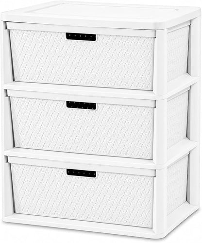 Wide 3-Drawer Plastic Storage Tower by Unknown
