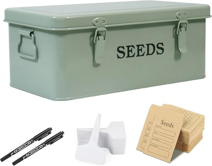 Seed Storage Organizer, Metal Seed Saving Box by Unknown