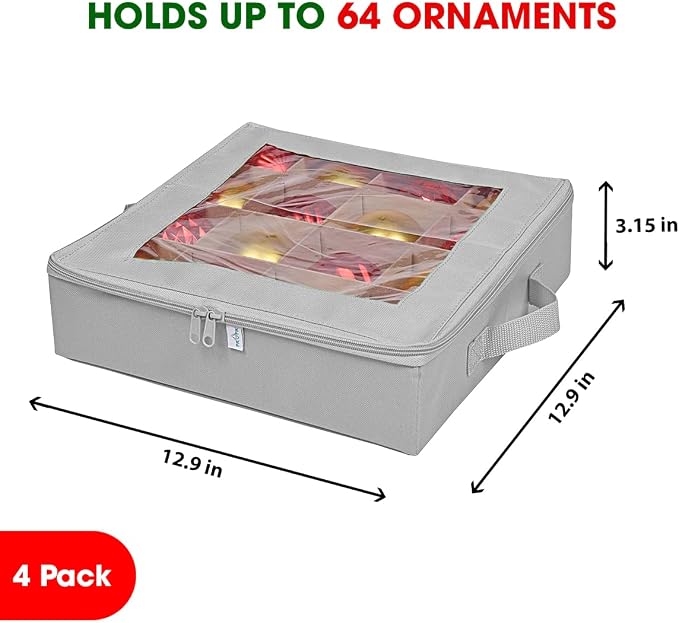 4 Pcs Christmas Ornament Storage Boxes - Image 4