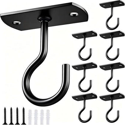 2.5in Ceiling Hooks for Hanging Plants 8Pcs Black by QualityEfficiency