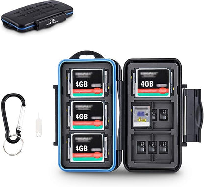 JJC Memory Card Case for 6 Cfast Compact Flash Cards, 12 SD Cards & 18 Micro SD by JJC