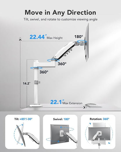 HUANUO Single Monitor Arm, Adjustable Desk Mount - Image 3