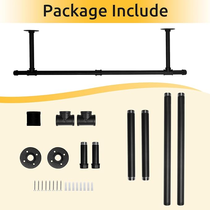 36 inch Industrial Pipe Clothes Rack Wall Mount - Image 3