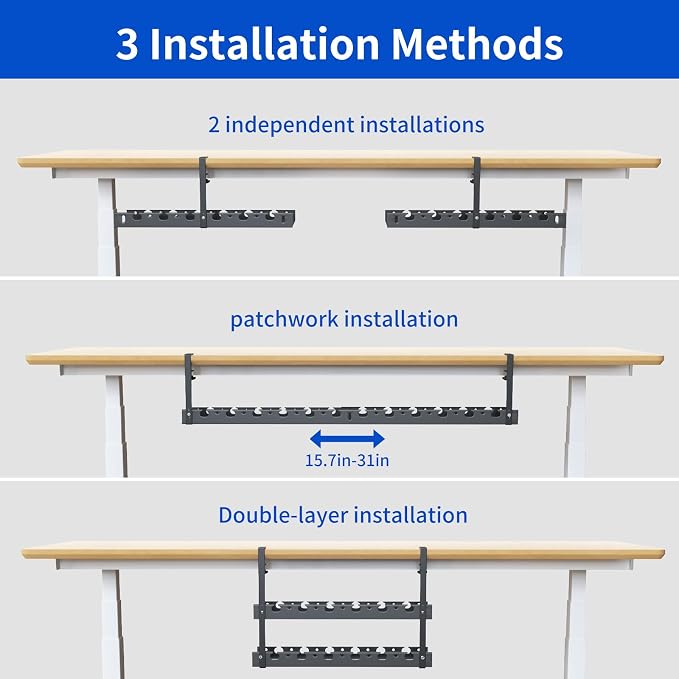 31Inch Extendable Under Desk Cable Management Tray Multi-Model Metal Cable - Image 3