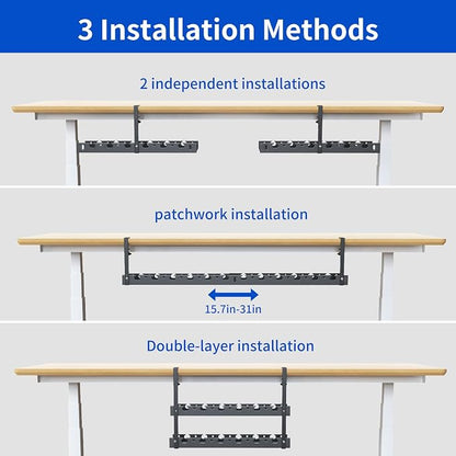 31Inch Extendable Under Desk Cable Management Tray Multi-Model Metal Cable - Image 3