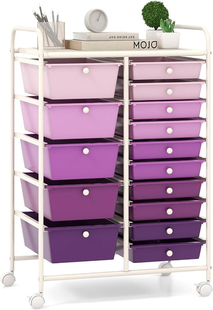 Giantex 15 Drawers Rolling Cart, Classroom Organizers, Storage Cart by Giantex