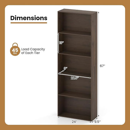 Giantex 5-Tier Bookshelf, Freestanding Bookcase - Image 3