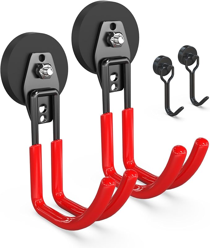 3-H Heavy Duty Magnet Garage Hooks 2 Pack, J Shape Strong Magnetic Hooks by 3-H