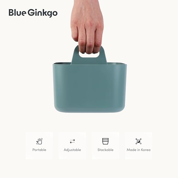 BLUE GINKGO Small Stackable Organizer Caddy – Korean-Made Portable Tote - Image 5