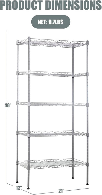 NChanmar 5-Tier Wire Shelving Unit Storage Shelves Metal Shelves 48"x21"x12" - Image 2