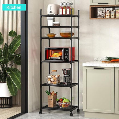 Black Shelving Unit, 6 Tier Tall Narrow Shelving Unit - Image 6