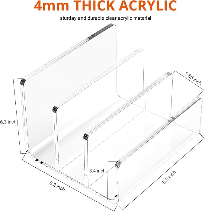Richboom Acrylic File Sorter, 8.5"x6.3"x6.2", Upright File Organizer - Image 3