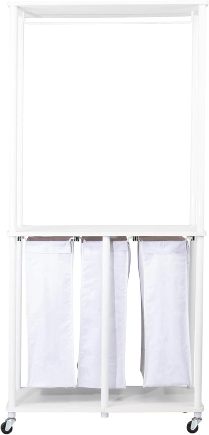 Household Essentials 3-Bag Laundry Center, Smooth Laminate Shelving, Sturdy - Image 7