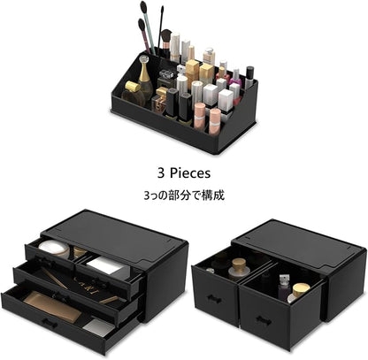 READAEER Makeup Organizer 3 Pieces Cosmetic Storage Case - Image 5