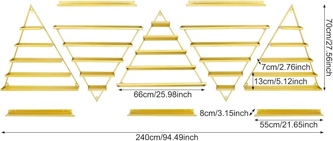 10PCS Gold Triangular Nail Polish Racks, 5 Tiers Wall-Mounted Nail Polish Racks - Image 2