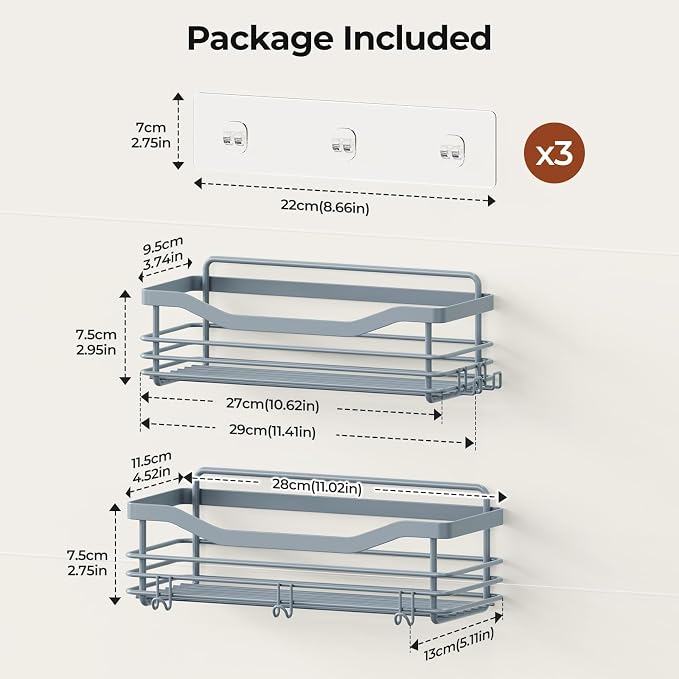 Orimade Shower Caddy Basket Shelf Storage Rack, No Drilling Wall Mounted - Image 8