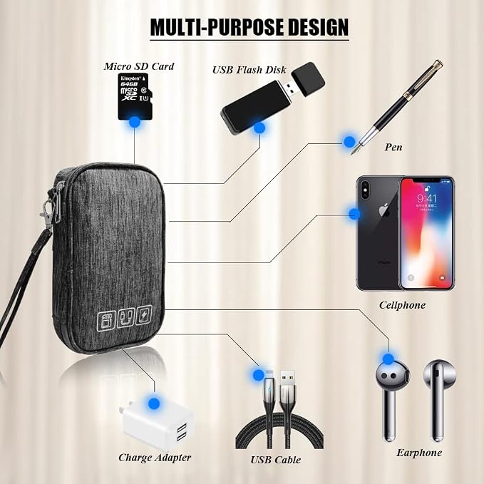 Electronic Organizer Bag Cable Organizer Travel Cord Organizer Case Pouch - Image 6