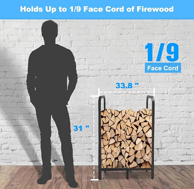 2.8ft Firewood Rack Holder, Adjustable Heavy Duty Fire Log Stacker Stand - Image 7