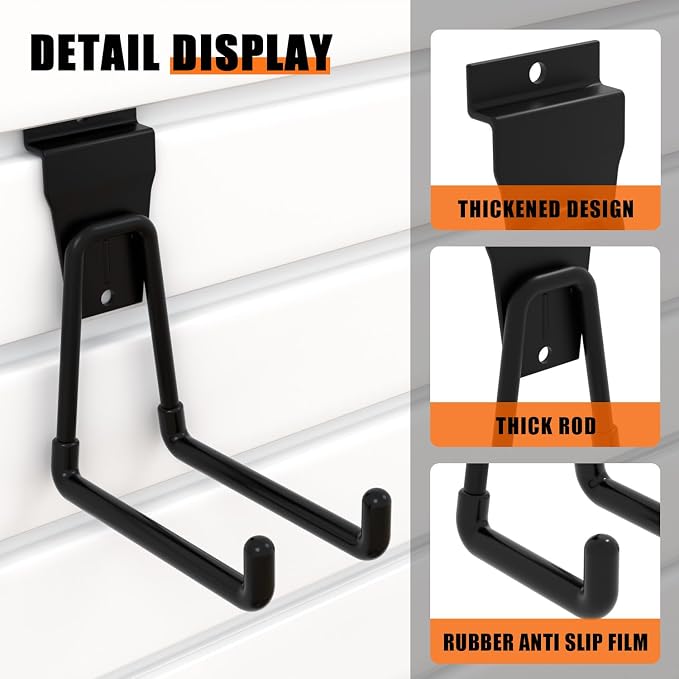 18PCS Black Slatwall Hooks, Garage Slatwall Accessories, Utility Hooks - Image 7