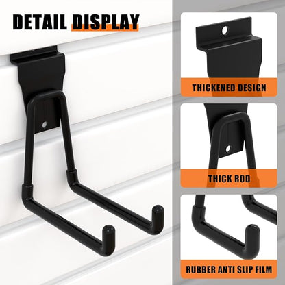 18-Pack Heavy-Duty Slatwall Hooks in Black, Firmly and Durable Garage Wall - Image 4
