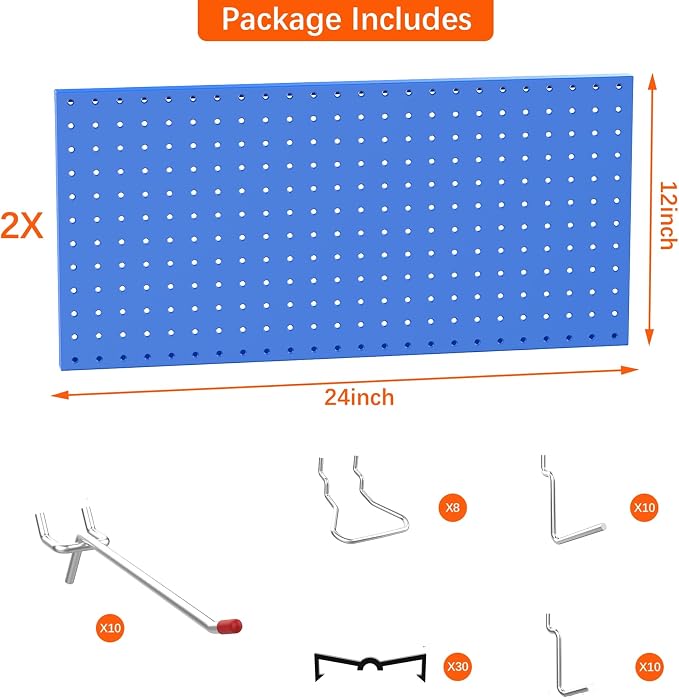 TORACK Metal Pegboard Wall Organizer 24" x 24" or 12" x 48" - Image 4