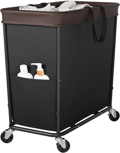 320L Laundry Basket with Wheels, 3-Section Rolling Hamper by Wawocs