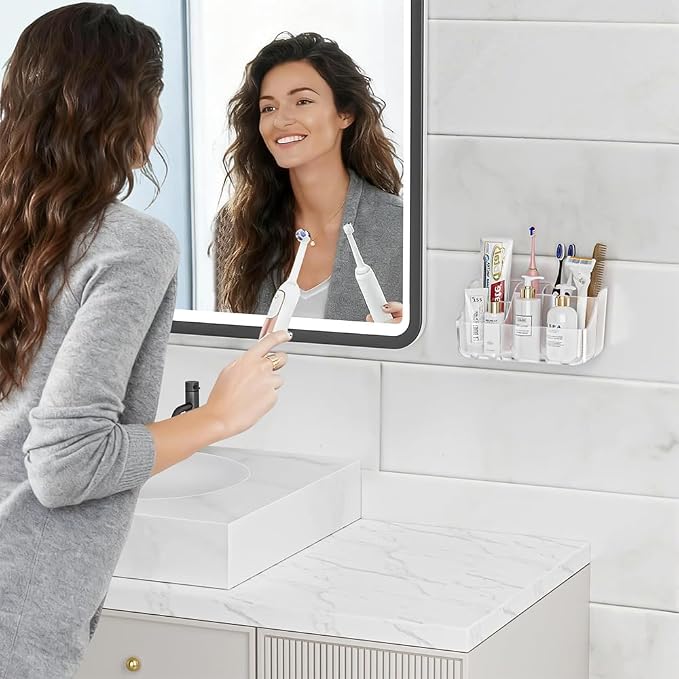 Clear Toothbrush Holders for Bathroom Organizers and Storage, Wall-Mounted - Image 9