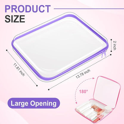 Hoolerry 4 Pcs Hard Clear Zipper Case Makeup Bags Plastic Pencil Pouch - Image 2