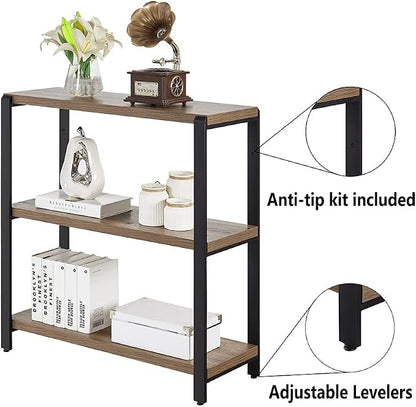 FOLUBAN 3 Tier Bookshelf, Industrial Bookcase and Book Shelves - Image 4