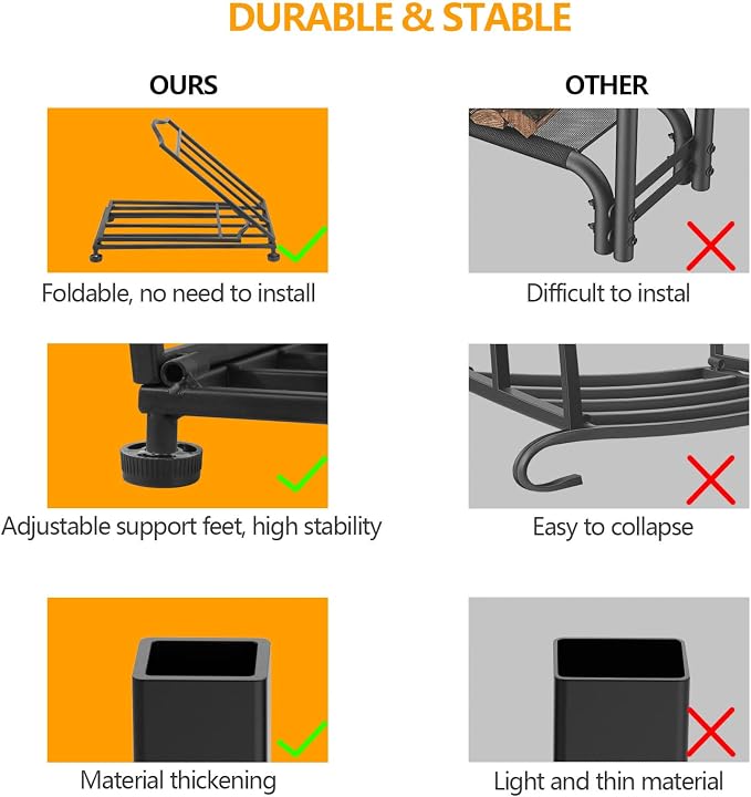 Firewood Rack, Foldable Firewood Holder, Firewood Storage Rack - Image 7