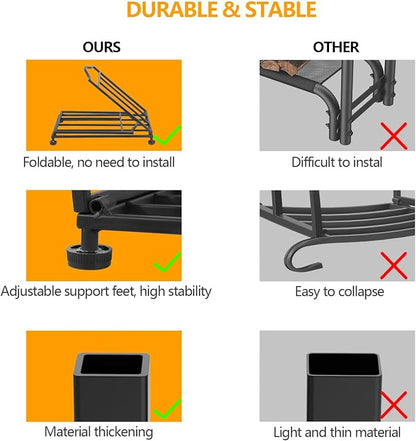 Firewood Rack, Foldable Firewood Holder, Firewood Storage Rack - Image 7