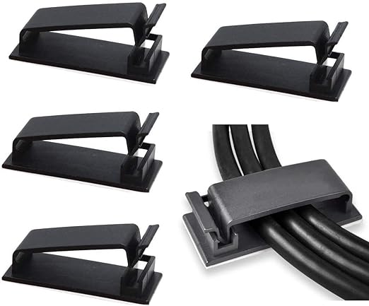 SOULWIT 50Pcs Self Adhesive Cable Management Clips, Cable Organizers Wire Clips by SOULWIT