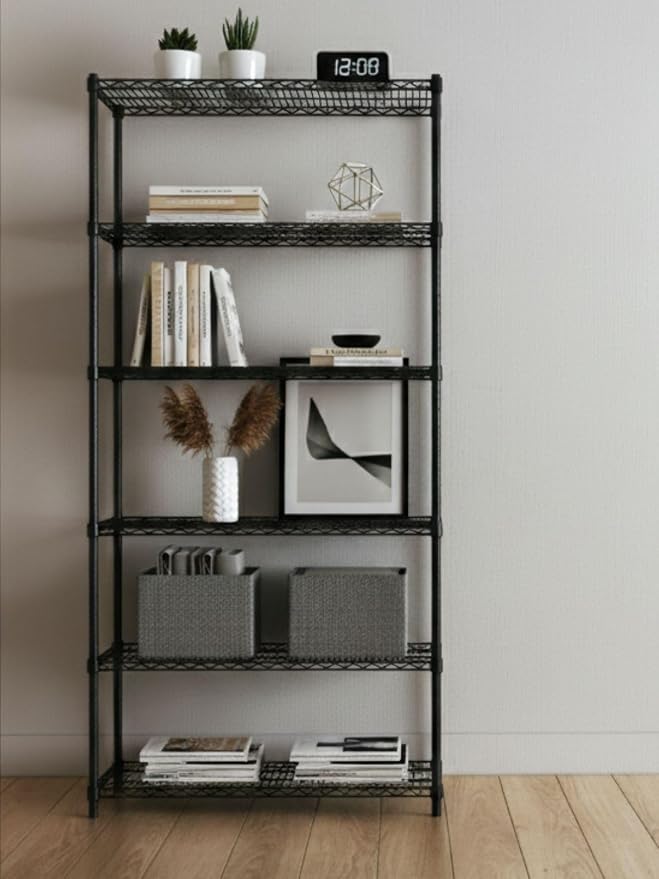 Black 5-Tier Metal Adjustable Freestanding Garage Storage Wire Shelving Unit - Image 7
