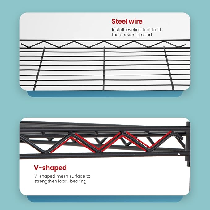 BestOffice Adjustable NSF-Certified Metal Shelf Wire Shelving Unit Storage - Image 7