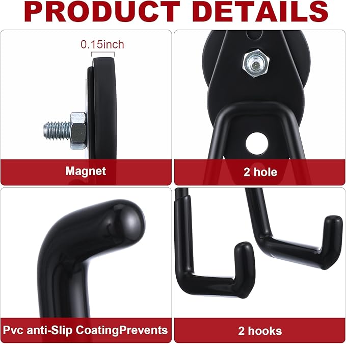 Landhoow Large Magnetic Hooks Heavy Duty Garage Magnet Hooks Strong Storage - Image 3
