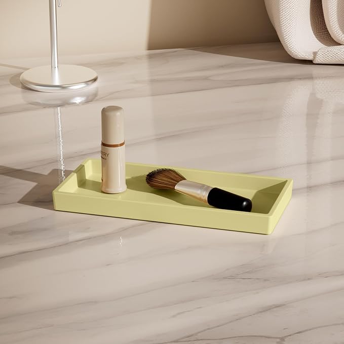 Vanity and Bathroom Tray, 6.3" ABS Countertop Organizer, Waterproof Vanity Tray - Image 4