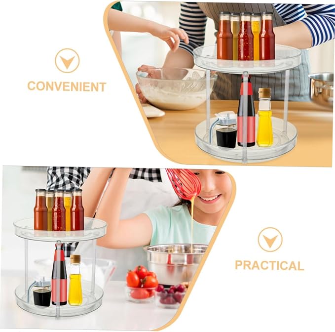 2pcs Rotating Makeup Organizer Multifunctional Round Storage Rack - Image 7