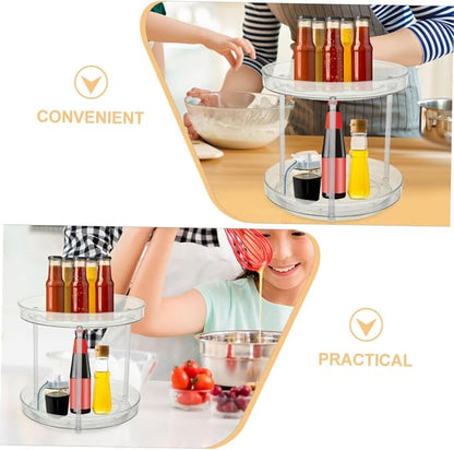 2pcs Rotating Makeup Organizer Multifunctional Round Storage Rack - Image 7