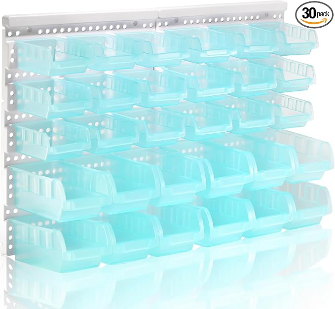 Transparent Blue Garage Organizer Bins by RIVTUNTOOLS