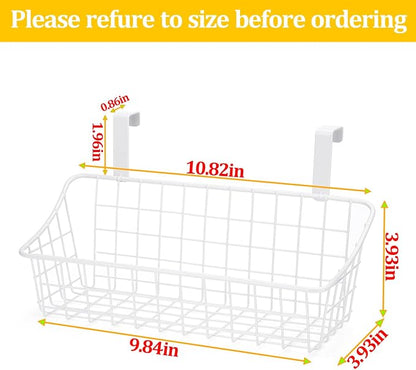 LeleCAT White Basket with hook Grid Storage Basket, Hang it behind a door or on - Image 2