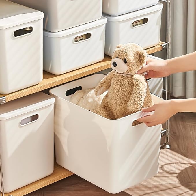 4 pack large plastic White storage bins Baskets, Toy Box Chest - Image 2