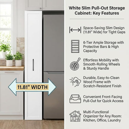 Slim Rolling Storage Cart, 6-Tier Pull-Out Spice Rack - Image 6