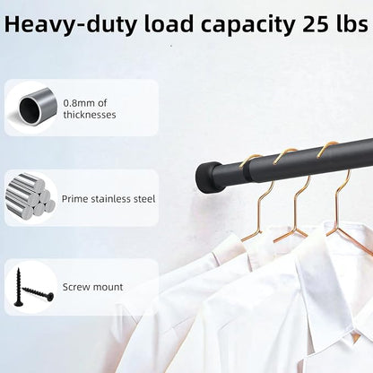 Closet Rod for Hanging Clothes, 30-92 Inch Adjustable Shower Curtain Rod Heavy - Image 3