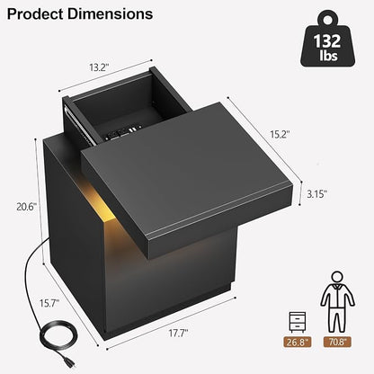 MXV LED Nightstand with Charging Station, Storage Cabinet & Drawers - Image 2