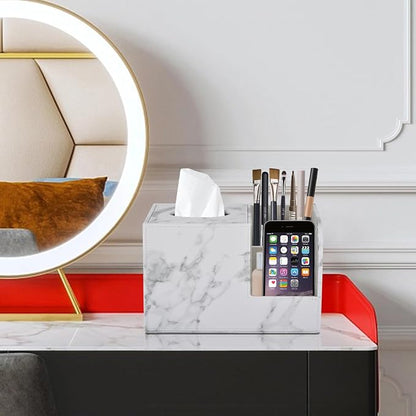 PU Leather Tissue Box Cover Square-Multifunctional Bathroom Tissue Box - Image 3