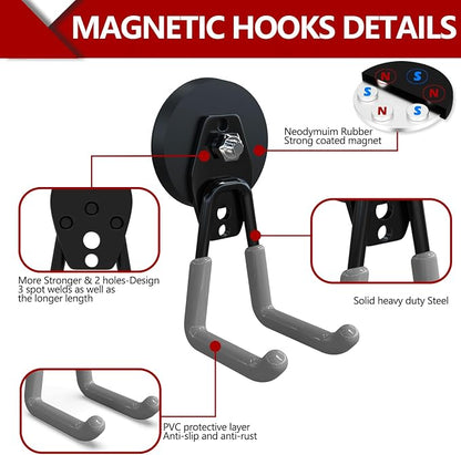 3-H Heavy Duty Magnet Garage Hooks 2 Pack, Large Strong Magnetic Hooks - Image 4